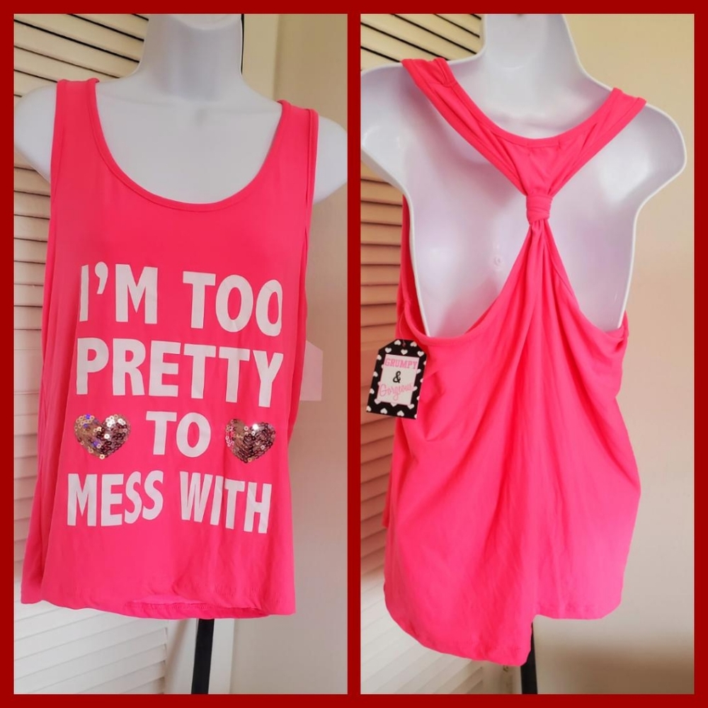 🆕️Grumpy & Gorgeous Hot Pink Tank Top Size XL